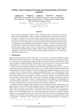 Joint Learning of Focusing and Summarization with Neural Attention