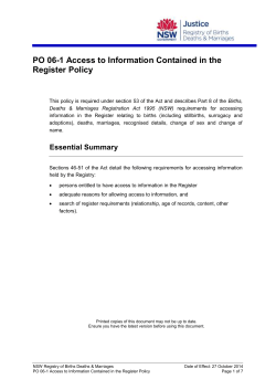 Access to Information Contained in the Register Policy