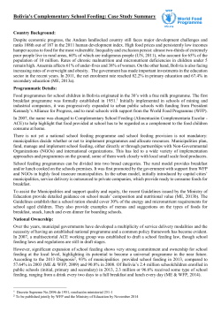 Bolivia`s Complementary School Feeding