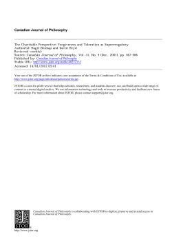 The Charitable Perspective: Forgiveness and Toleration as