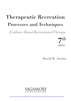 Therapeutic Recreation Processes and Techniques, 7th ed.