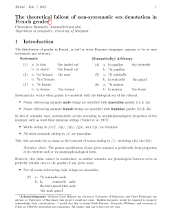 The theoretical fallout of non-systematic sex denotation in French