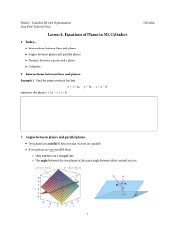 8. Equations of planes in 3D, cylinders