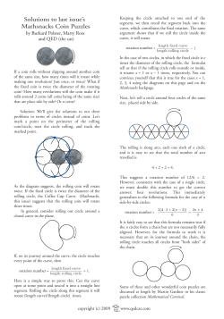 Solutions to last issue`s Mathsnacks Coin Puzzles