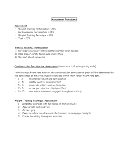 Assessment Procedures Assessment &bull; Weight Training Participation