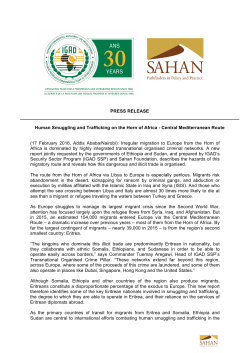 PRESS RELEASE Human Smuggling and Trafficking on the Horn of