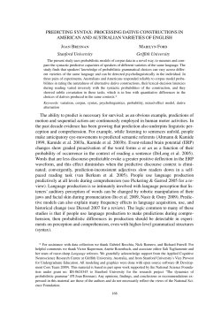PREDICTING SYNTAX: PROCESSING DATIVE