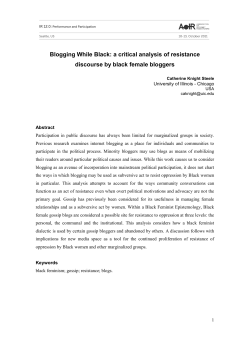 Blogging While Black - AoIR Selected Papers of Internet Research