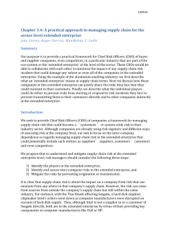 3.4 A practical approach to managing supply chain for the sector