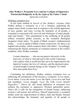 Alice Walker`s Womanist Love and her Critique of Oppressive