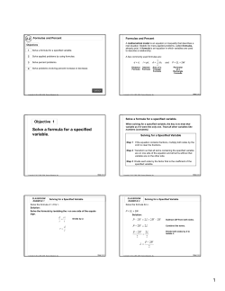 Solve a formula for a specified variable.