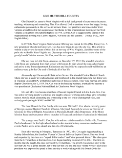 give me this hill country - The West Virginia Convention of Southern
