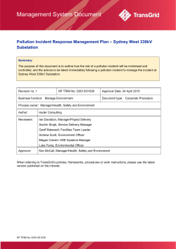 Pollution Incident Response Management Plan