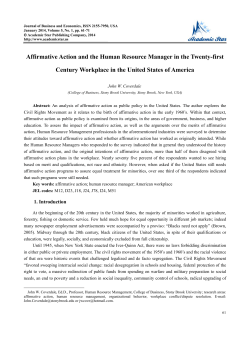 Affirmative Action and the Human Resource Manager in the Twenty