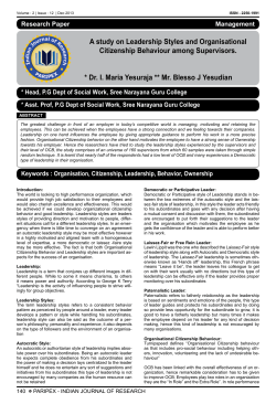 A study on Leadership Styles and Organisational Citizenship