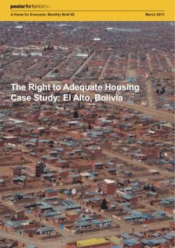 The Right to Adequate Housing Case Study: El Alto, Bolivia
