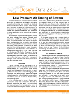 low pressure air Testing of sewers
