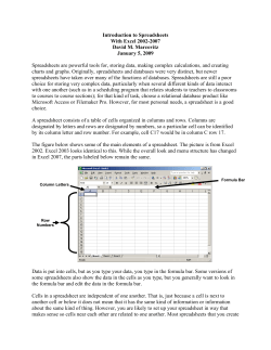 Introduction to Spreadsheets