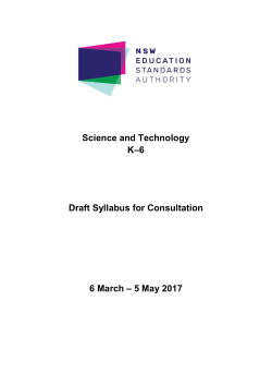 Science and Technology K-6 Draft Syllabus 2017