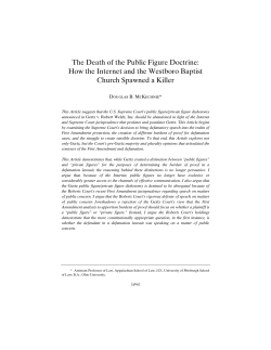 The Death of the Public Figure Doctrine
