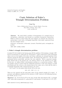 Conic Solution of Euler`s Triangle Determination Problem