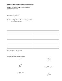 Chapter 6: Polynomials and Polynomial Functions Chapter 6.1