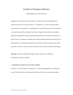 Aristotle on Principles as Elements