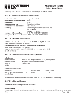 Magnesium Sulfate Safety Data Sheet