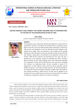 ANTON CHEKHOV`S SAD COMEDY THE CHERRY ORCHARD