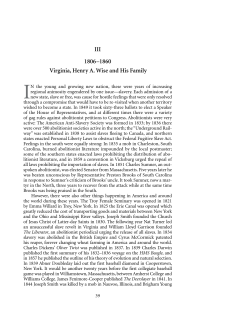 III 1806&ndash;1860 Virginia, Henry A. Wise and His Family