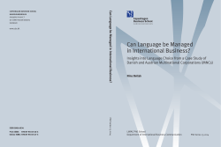 Can Language be Managed in International Business?