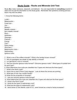 Study Guide - Rocks and Minerals Unit Test