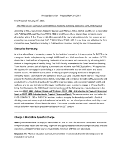 Executive Summary: Charge I: Discipline Specific Charge