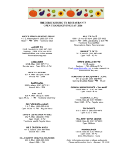 FREDERICKSBURG TX RESTAURANTS OPEN THANKSGIVING