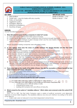 Class VIII (History) - Jabal Farasan International School