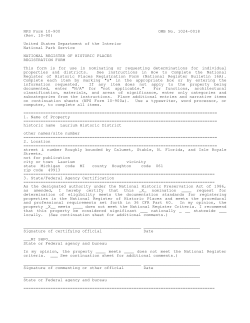 NPS Form 10-900 OMB No. 1024-0018 (Rev. 10