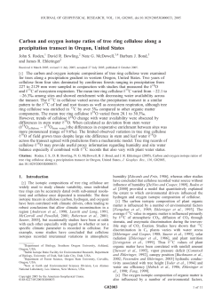 Carbon and oxygen isotope ratios of tree ring cellulose along a
