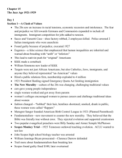 Chapter 15 The Jazz Age 1921-1929 Day 1 Section 1&mdash;A Clash of