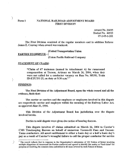 NATIONAL RAILROAD ADJUSTMENT BOARD FIRST DIVISION