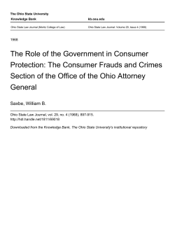 The Role of the Government in Consumer Protection: The Consumer