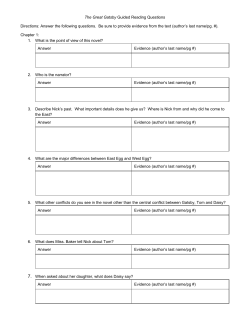 The Great Gatsby​ Guided Reading Questions Directions: Answer