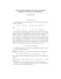 ON SUMS OF SQUARES OF ODD AND EVEN TERMS OF THE