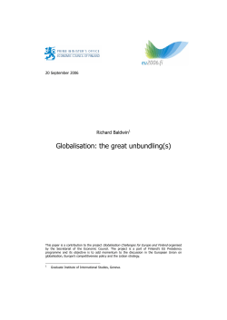 Globalisation: the great unbundling(s)