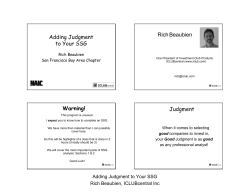 Adding Judgment to Your SSG Rich Beaubien