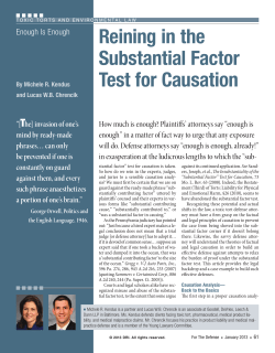 Reining in the Substantial Factor Test for Causation