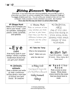 Holiday Homework Challenge
