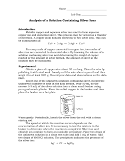 Analysis of a Solution Containing Silver Ions