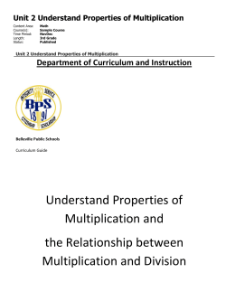 Unit 2 Understand Properties of Multiplication