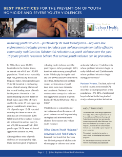 best practices for the prevention of youth homicide and severe youth