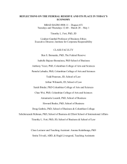 REFLECTIONS ON THE FEDERAL RESERVE AND ITS